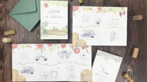 Faire-part de mariage sur mesure avec illustration aquarelle