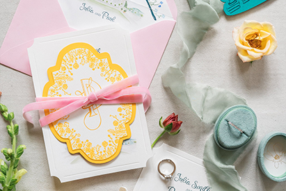 Papeterie de mariage colorée et raffinée